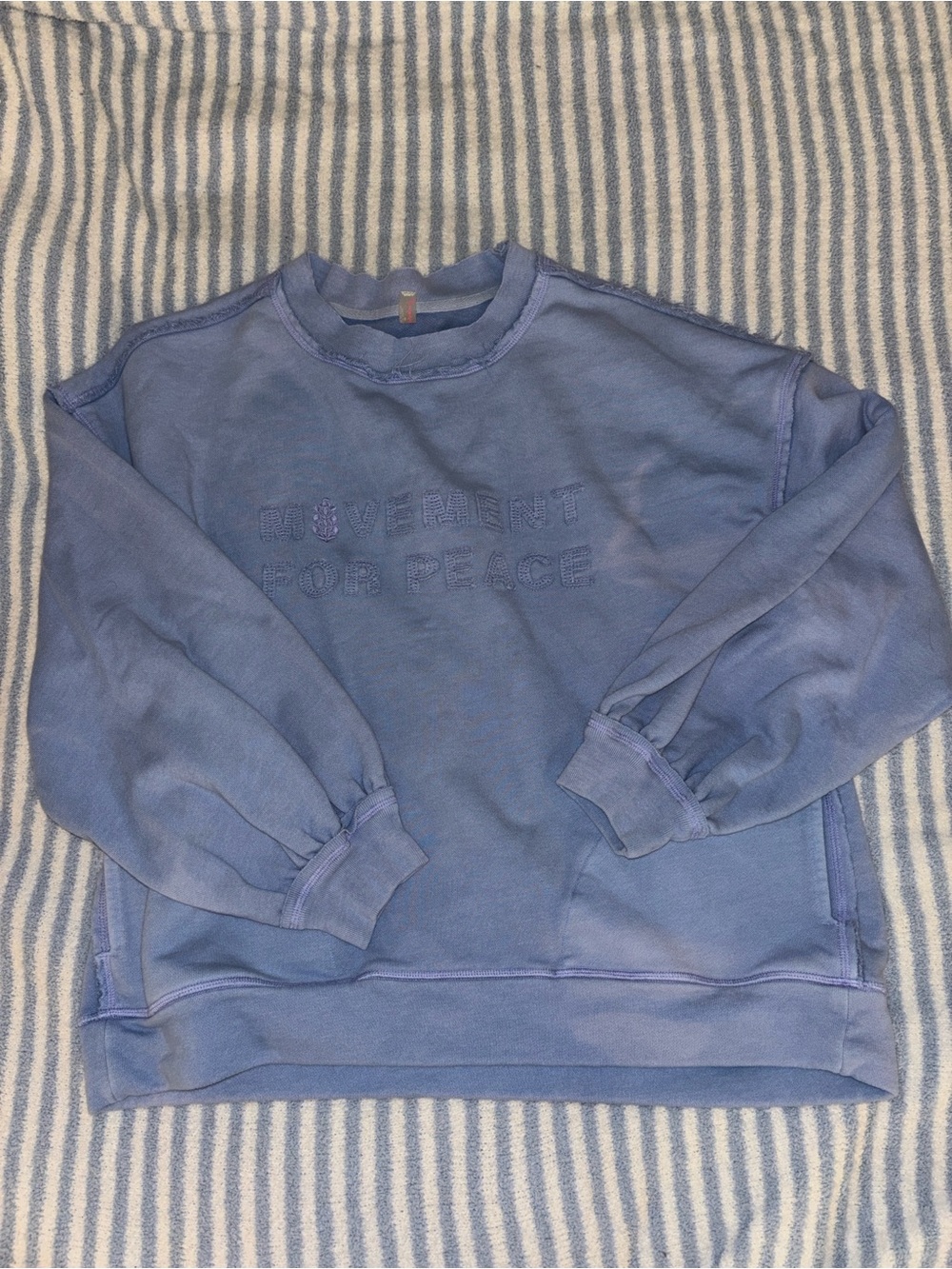 Free People Blue Crewneck Sweatshirt - Movement for Peace